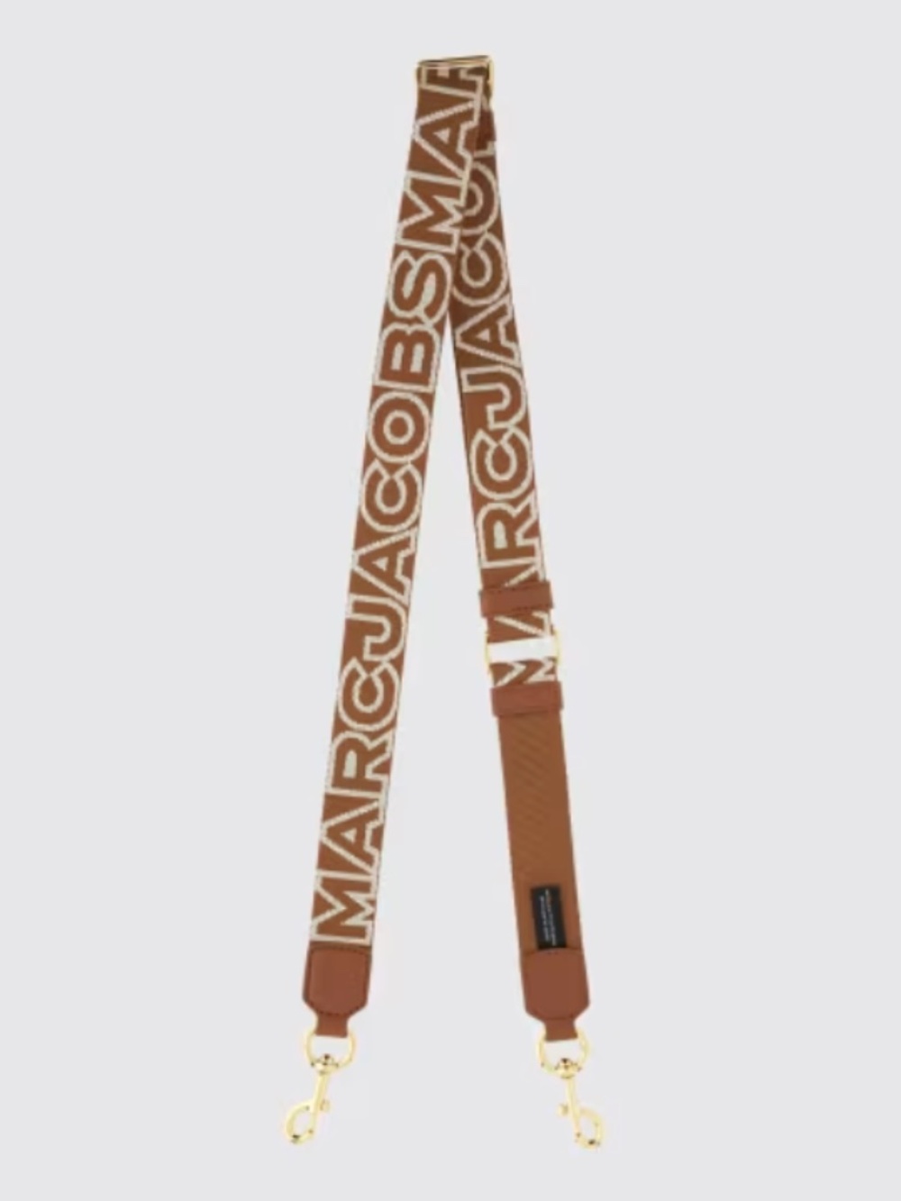 NWT Marc Jacobs Brown Argan Oil Thin Outline Logo Webbing Adjustable Strap